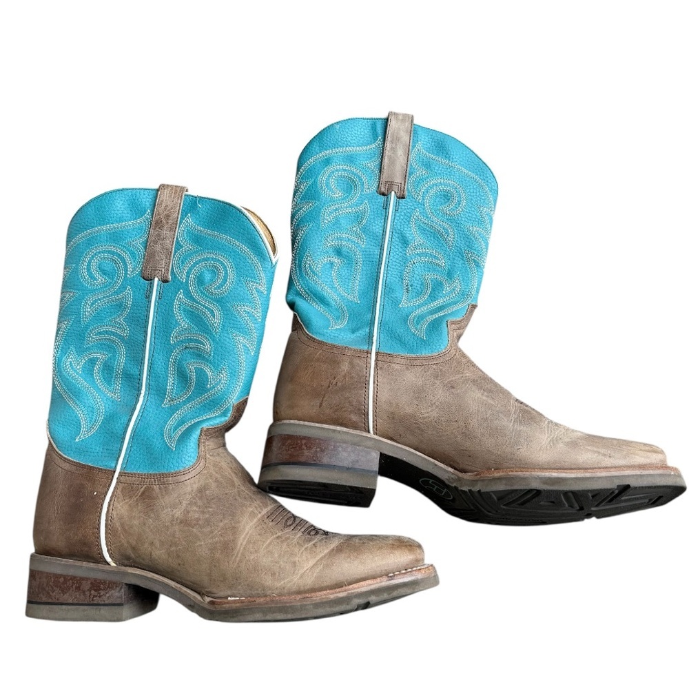 Roper Bart square toe cowboy boots turquoise men size 11 boots 9991